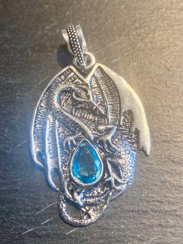 Drache blau topas anhänger - blau-topas,,