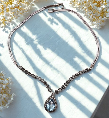 Collier 925 silber blautopas - silber,