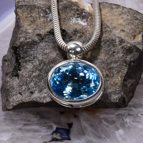 Blau topas anhänger 925er - blau,